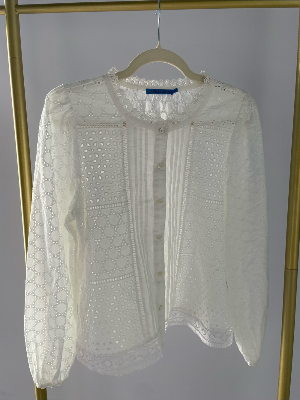 J. McLaughlin Crochet Mixed Pattern Long Sleeve Top